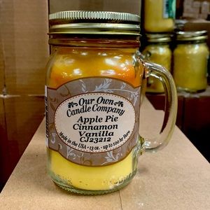 Our Own Candle Company Apple Pie Cinnamon Vanilla 13 oz Candle, 100 hour burn